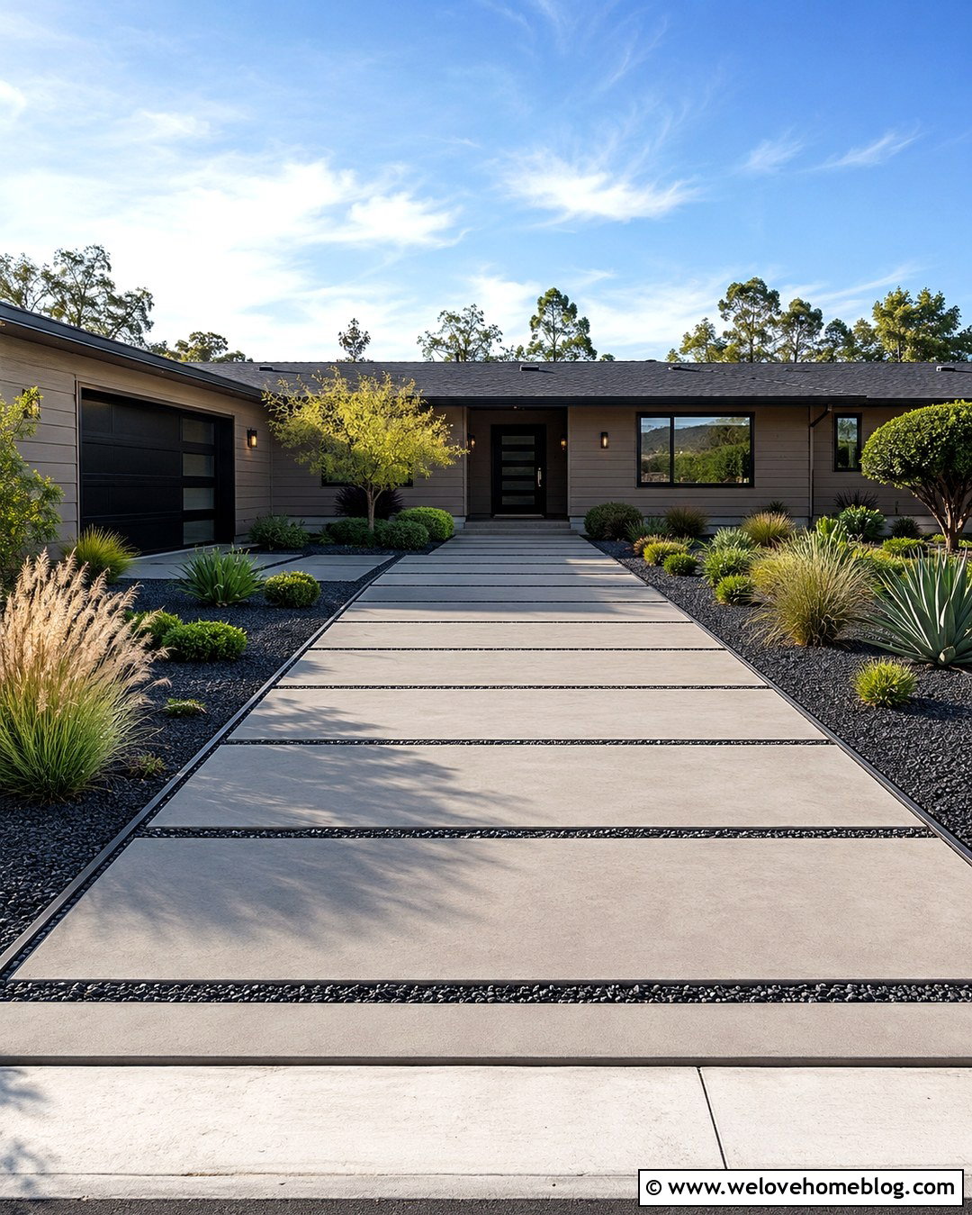 Concrete Paver Driveway With Gravel Strips - 20 modern landscape design front yard driveways concrete pavers ideas