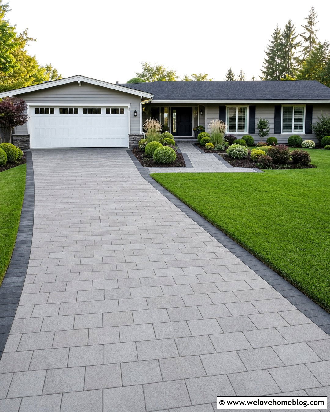 Concrete Paver Ranch House Driveway - 20 Ranch House Driveway Ideas