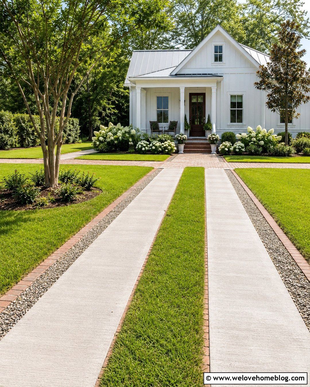 Concrete Ribbon Driveway With Grass Center - 20 driveway water drainage ideas