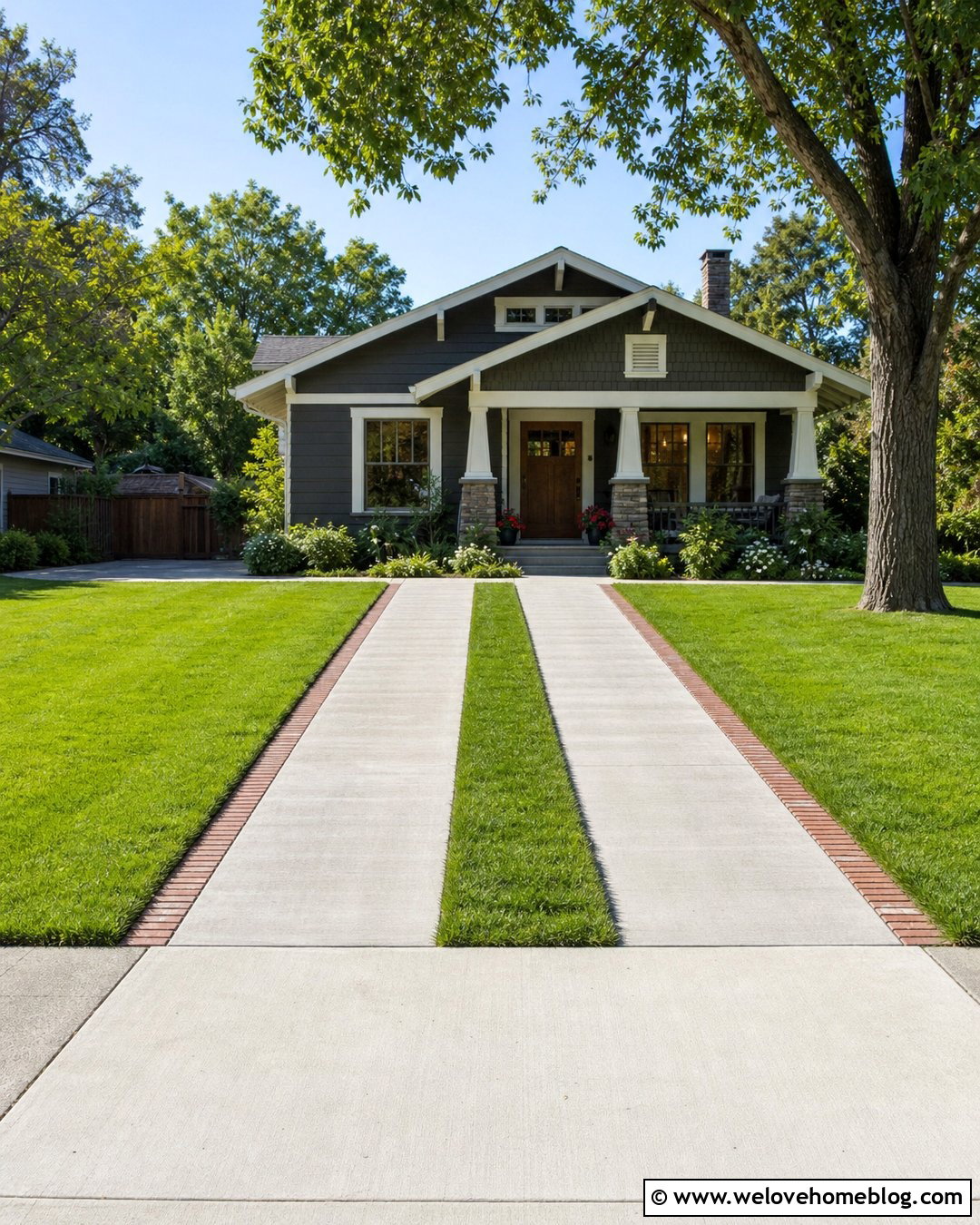 Concrete Ribbon Driveway With Grass - 20 Ribbon Driveway Ideas