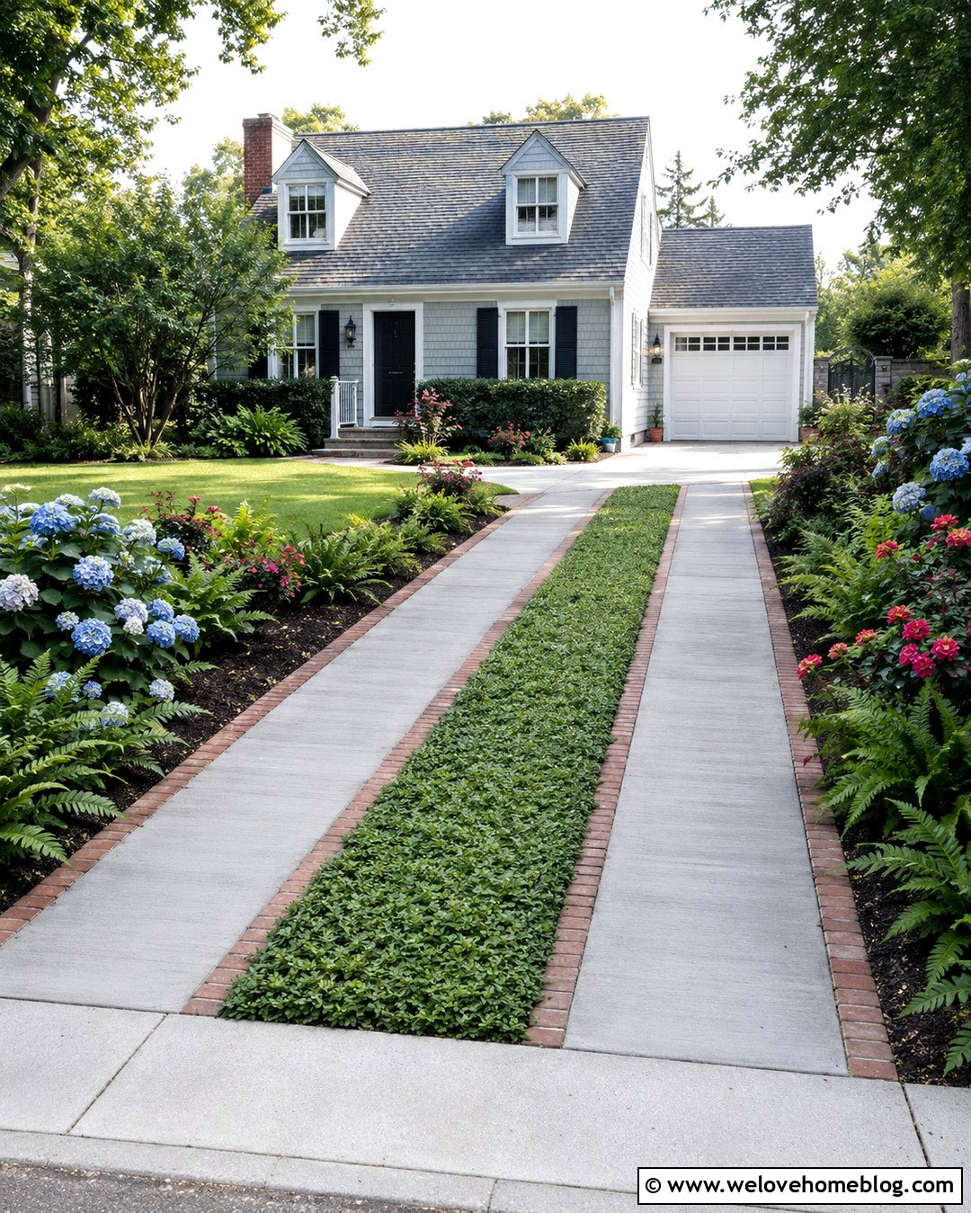 Concrete Ribbon Driveway With Groundcover - 20 Dream House Driveway Ideas