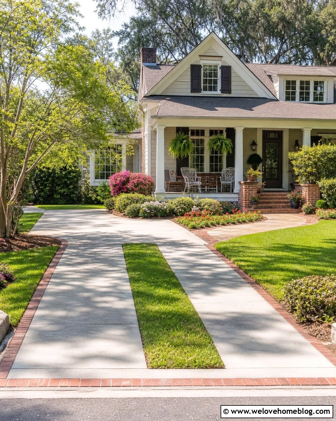 Concrete Ribbon Driveway With Turf Center - 20 Turf And Concrete Driveway Ideas