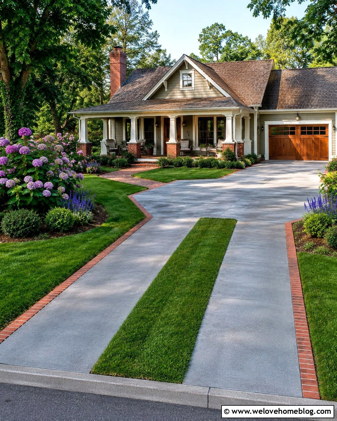 Concrete Ribbon Driveway - 20 concrete driveway with grass inlay ideas