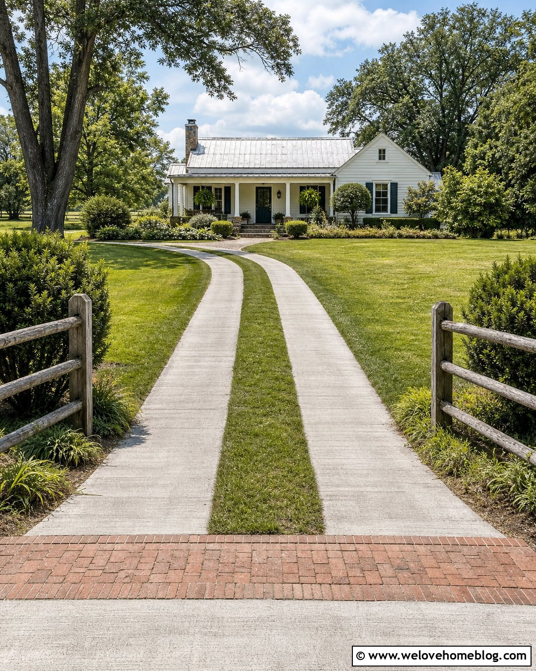 Concrete Ribbon Farmhouse Driveway - 35 farmhouse driveway ideas