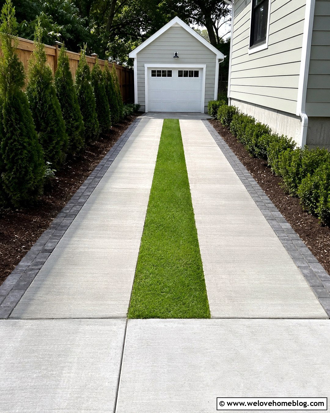 Concrete Ribbon Side Yard Driveway - 20 Side Yard Driveway Ideas