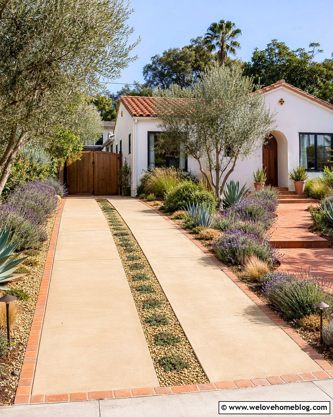 Concrete Ribbon Spanish Driveway - 20 Spanish Style Driveway Ideas