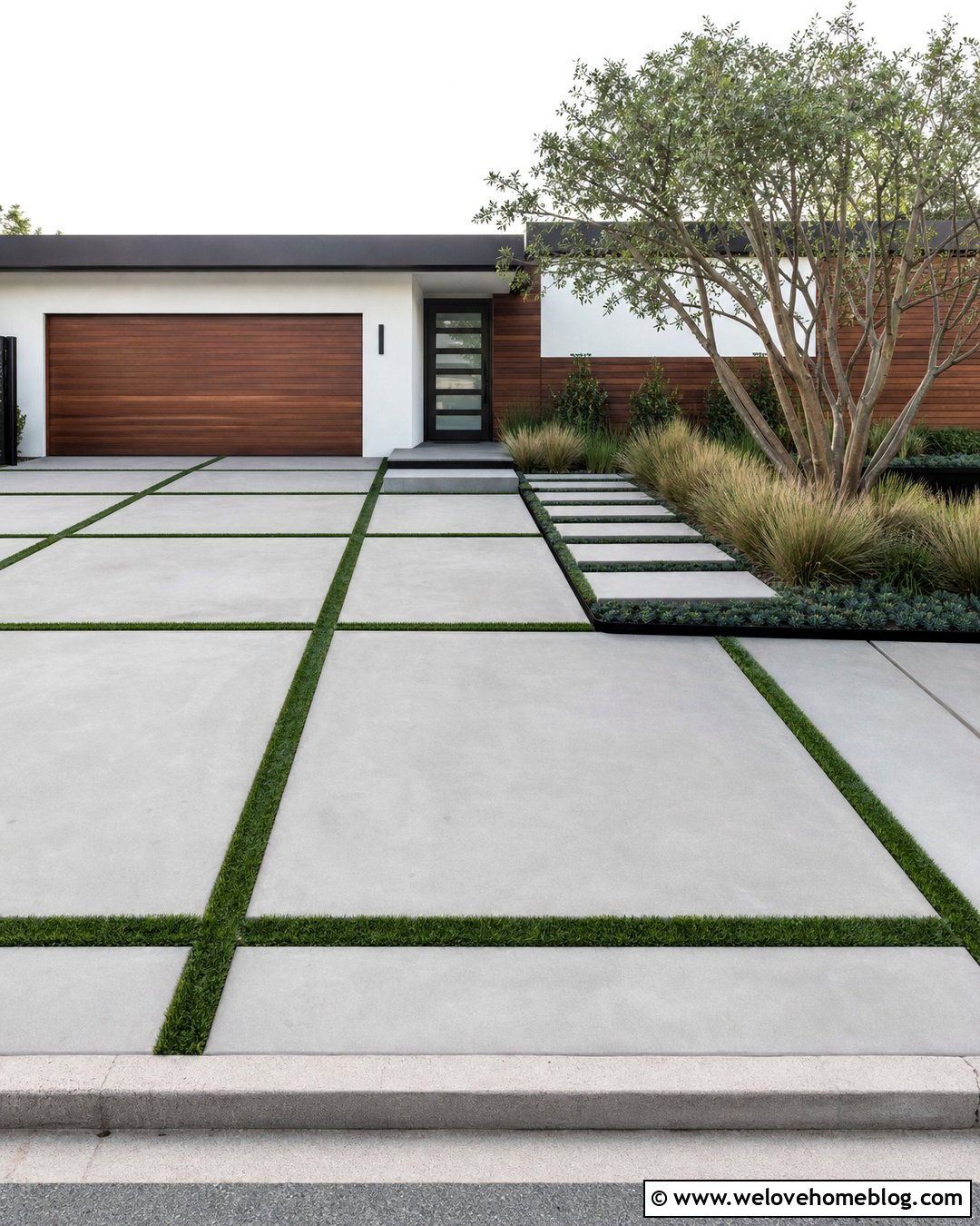Concrete Slab Driveway With Grass Joints - 20 permeable driveway design ideas
