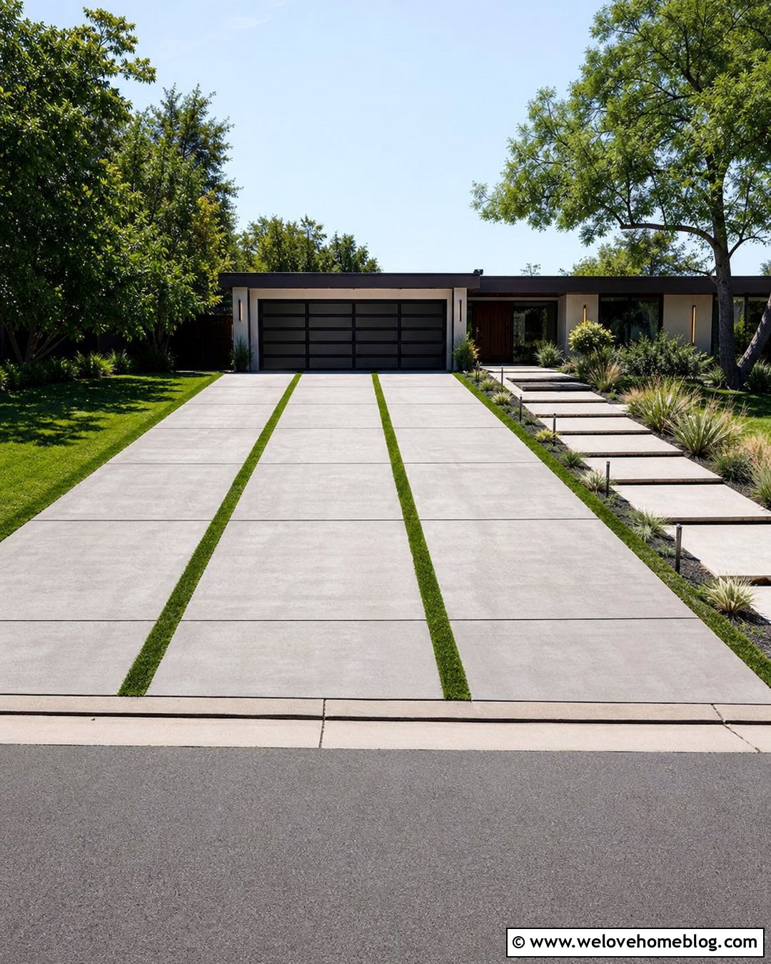Concrete Slab Driveway With Grass Strips - 40 driveway paving ideas