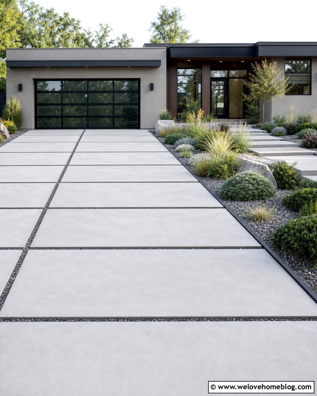 Concrete Slab Driveway With Steel Edging - 20 Concrete Slabs Driveway Ideas