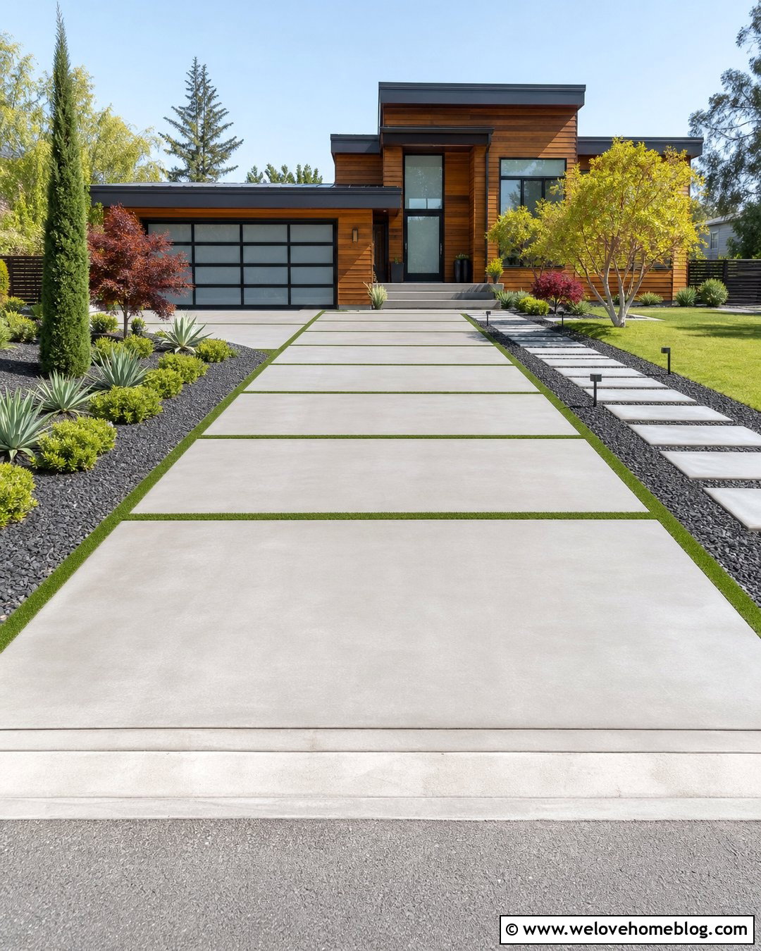 Concrete Slab Driveway With Wide Turf Joints - 30 driveway with grass in between ideas