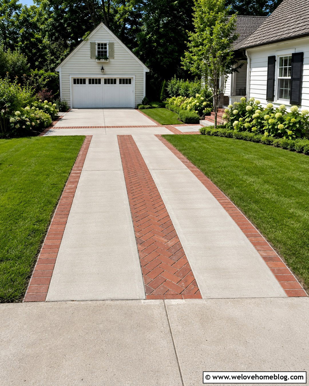 Concrete Strip Driveway With Brick Center - 20 concrete and brick driveway ideas