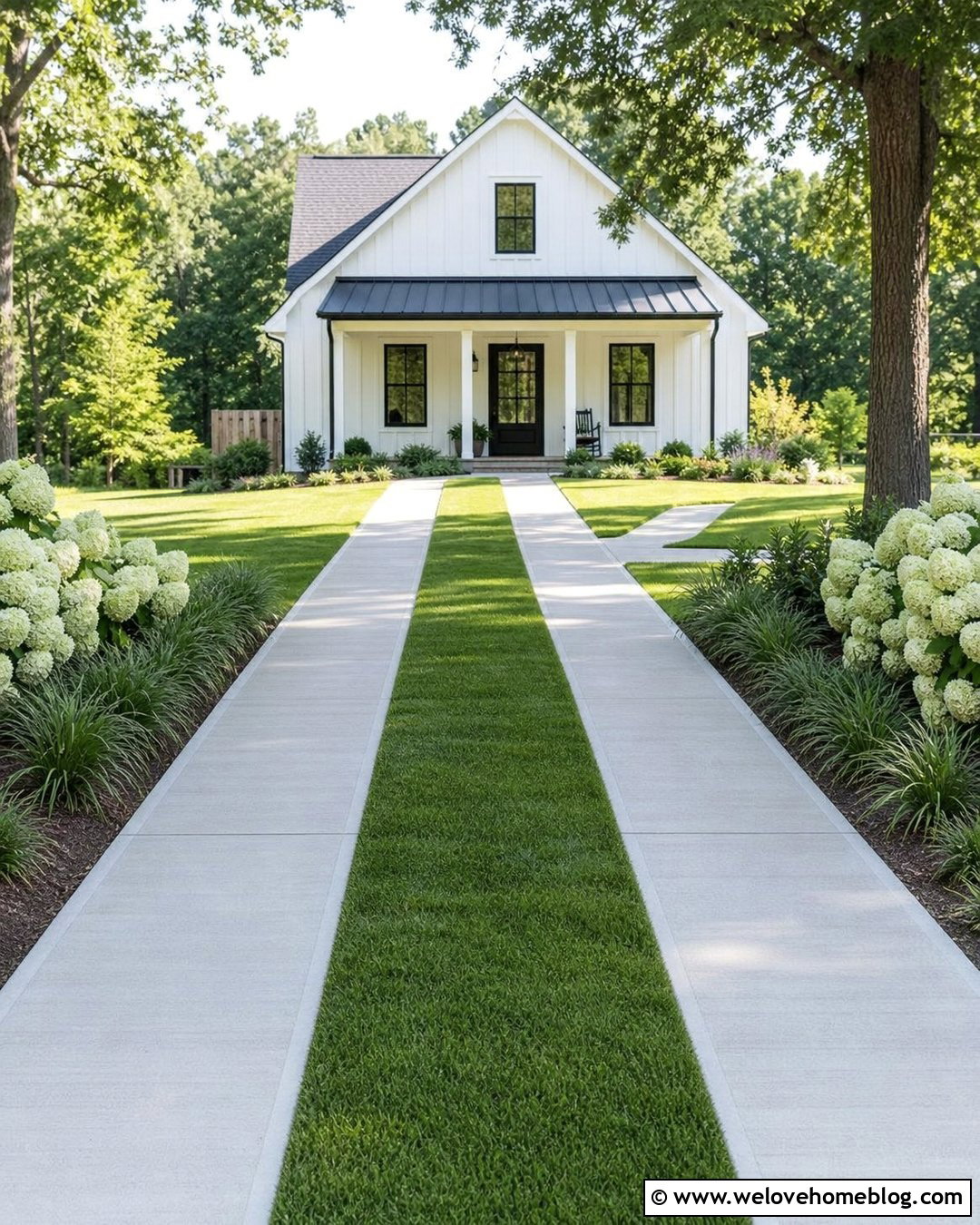 Concrete Tire Track Driveway With Center Turf - 20 Driveway With Turf Ideas