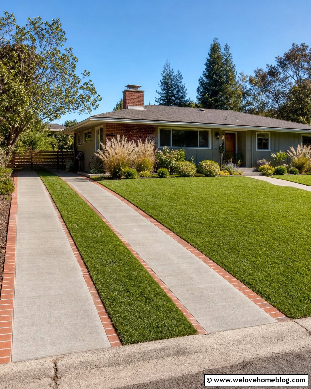 Concrete Track Driveway With Grass Center - 40 driveway on a budget ideas