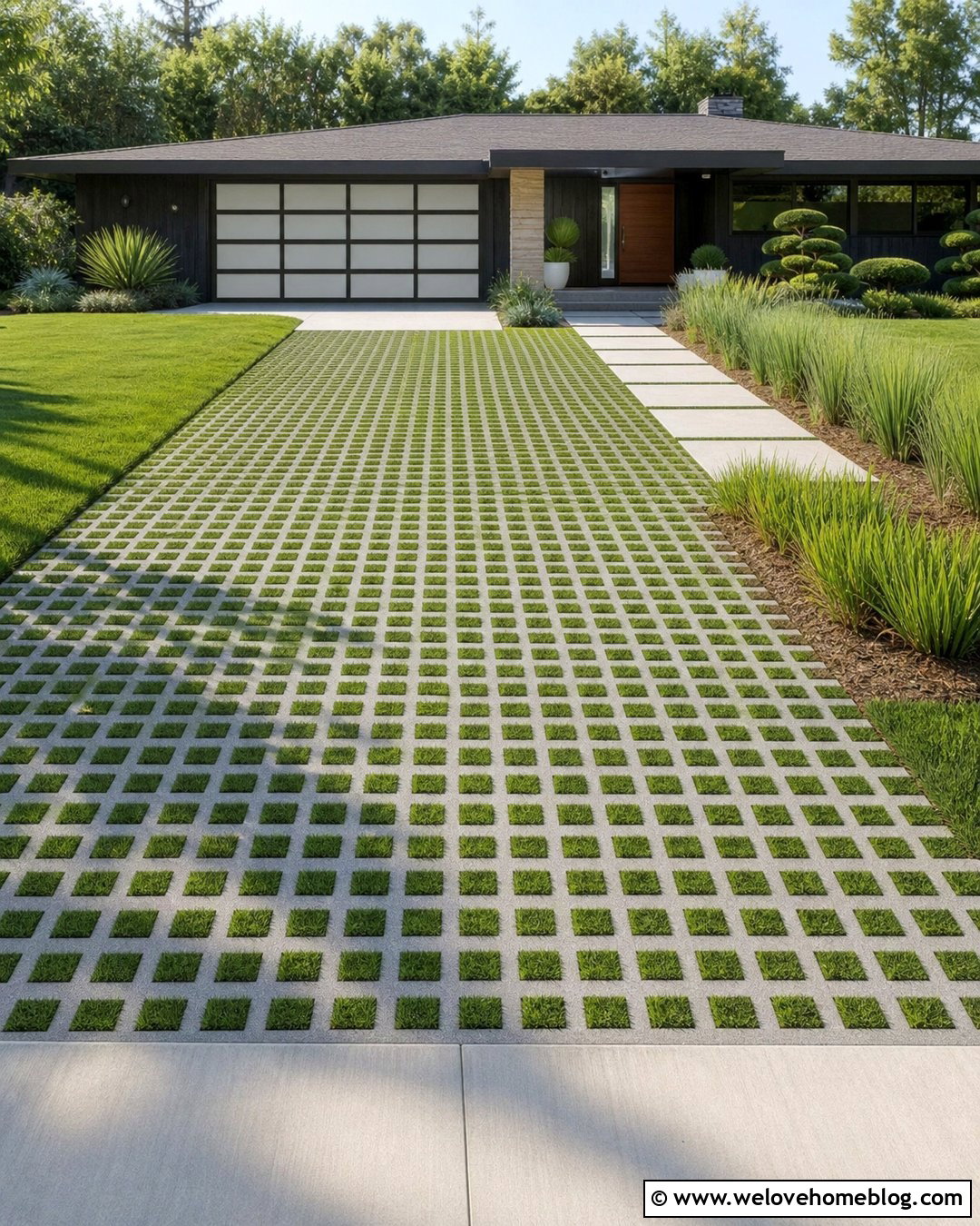Concrete Turf Block Driveway - 20 water permeable driveway ideas