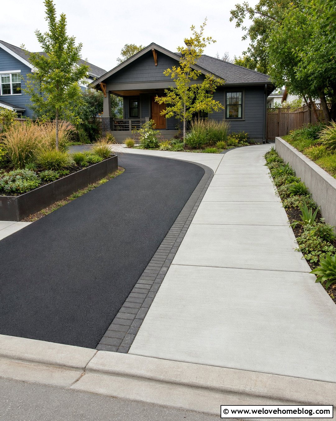 Concrete Walkway Half With Asphalt Driving Lane - 20 Half Concrete Half Asphalt Driveway Ideas
