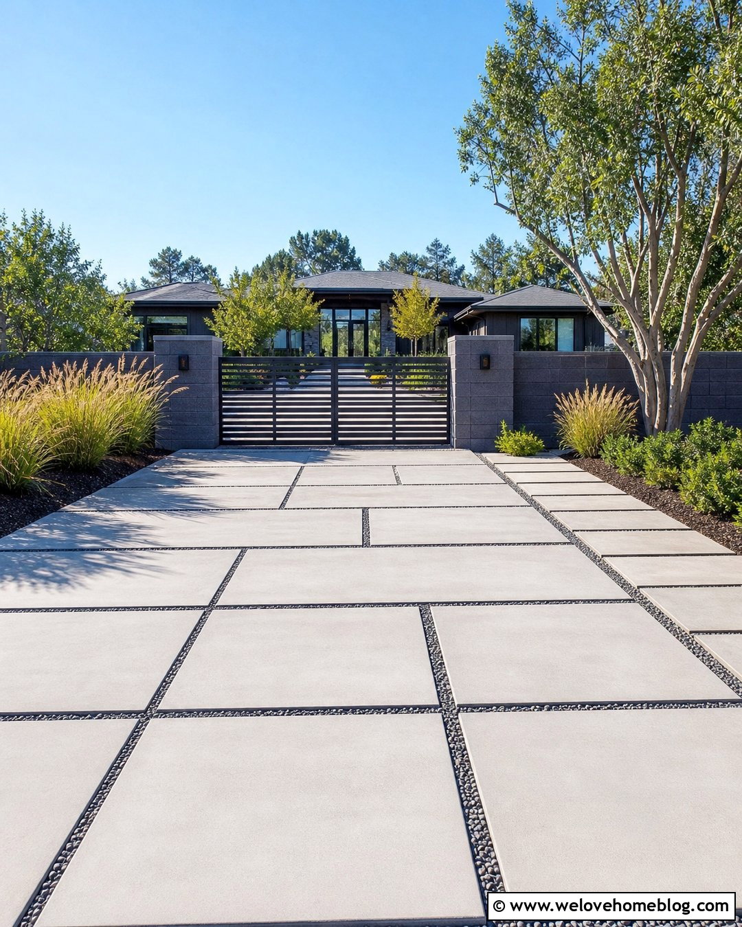 Contemporary Acreage Driveway Entrance With Grass Strips - 30 Acreage Landscaping Driveway Entrance Ideas