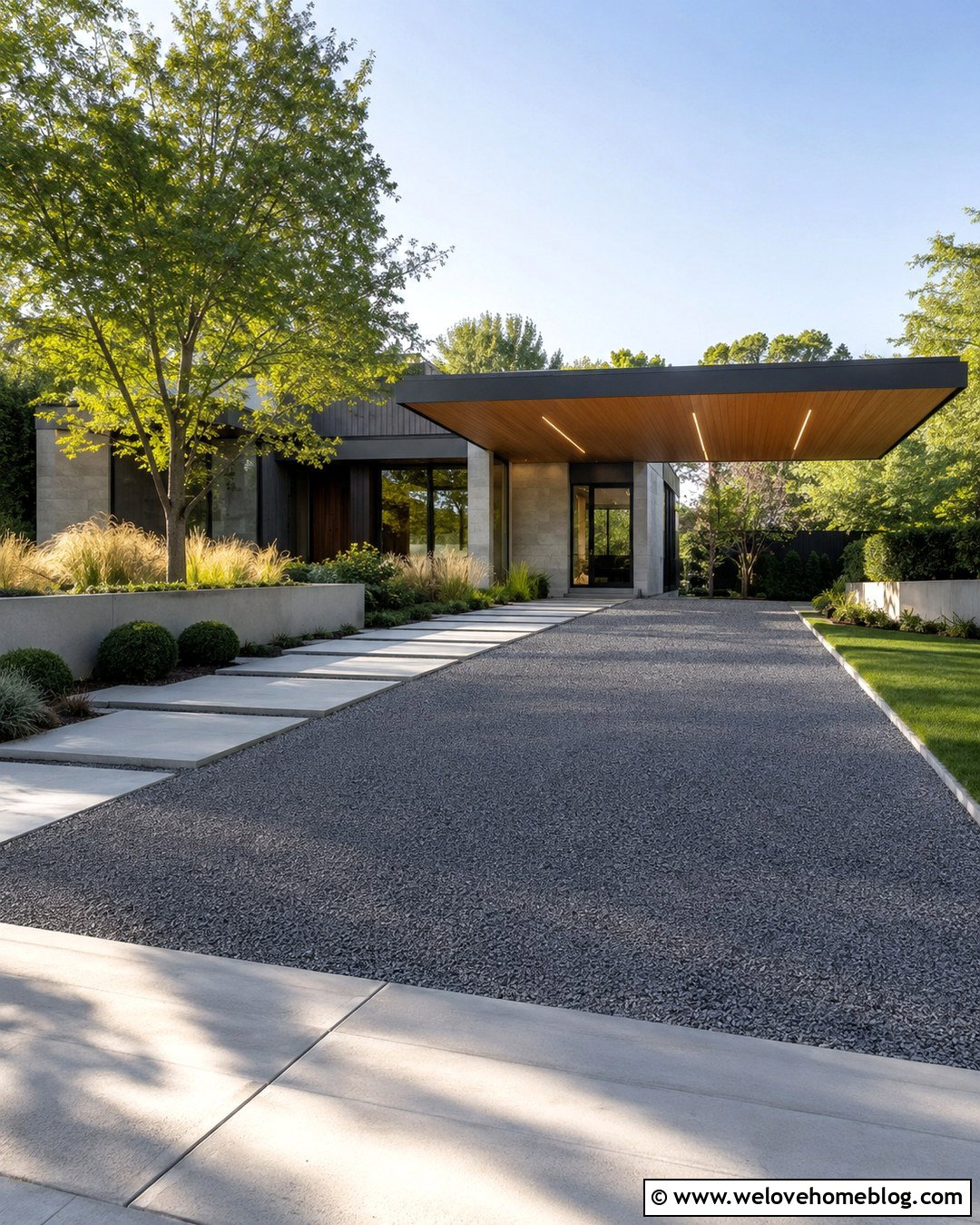 Contemporary Cantilevered Driveway Porch - 20 Driveway Porch Ideas