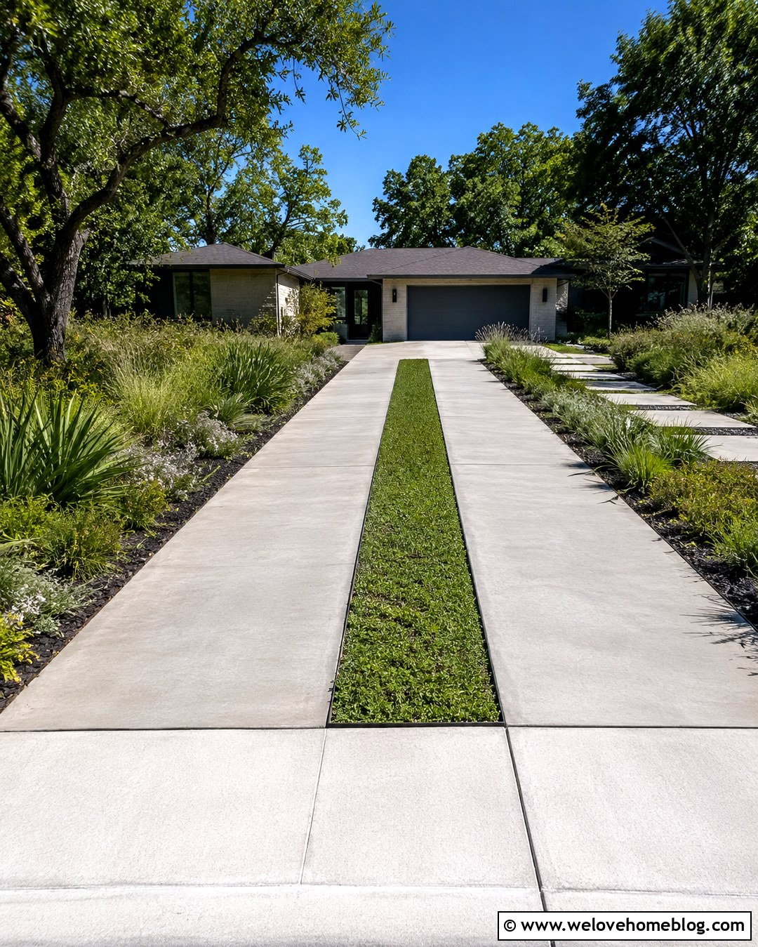Contemporary Concrete Ribbon Driveway - 20 contemporary driveway ideas