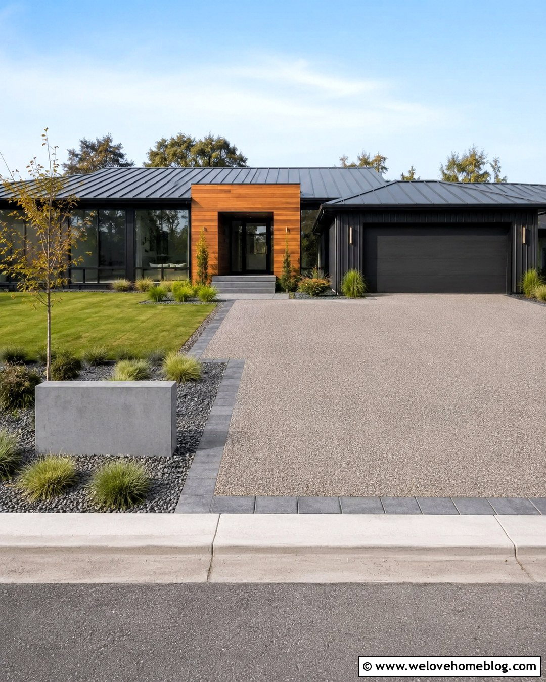 Contemporary Driveway With A Modern Address Sign - 20 contemporary driveway ideas
