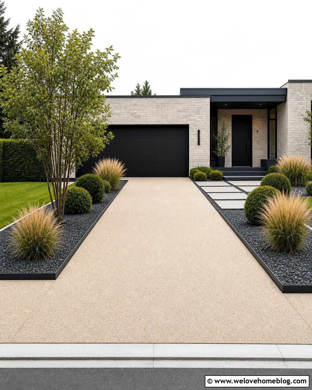 Contemporary Driveway With Minimal Landscaping - 40 Front Driveway Landscaping Ideas