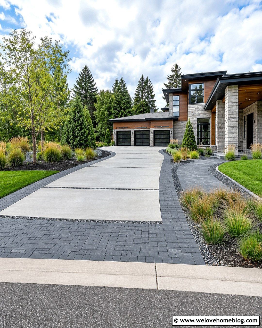 Contemporary Mixed Material Driveway - 20 contemporary driveway ideas