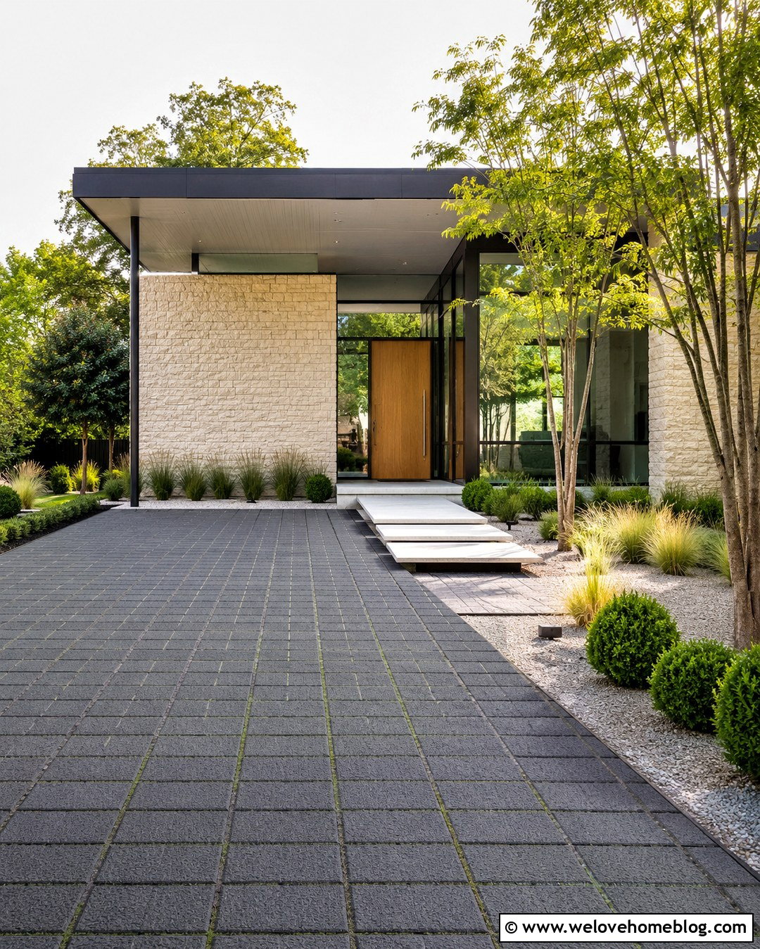 Contemporary Stone Portico Driveway Entrance - 20 Portico Driveway Entrance Ideas