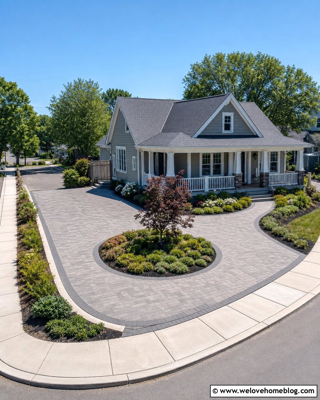Corner Lot Half Circle Driveway With Open Landscaping - 40 half circle driveway landscaping ideas