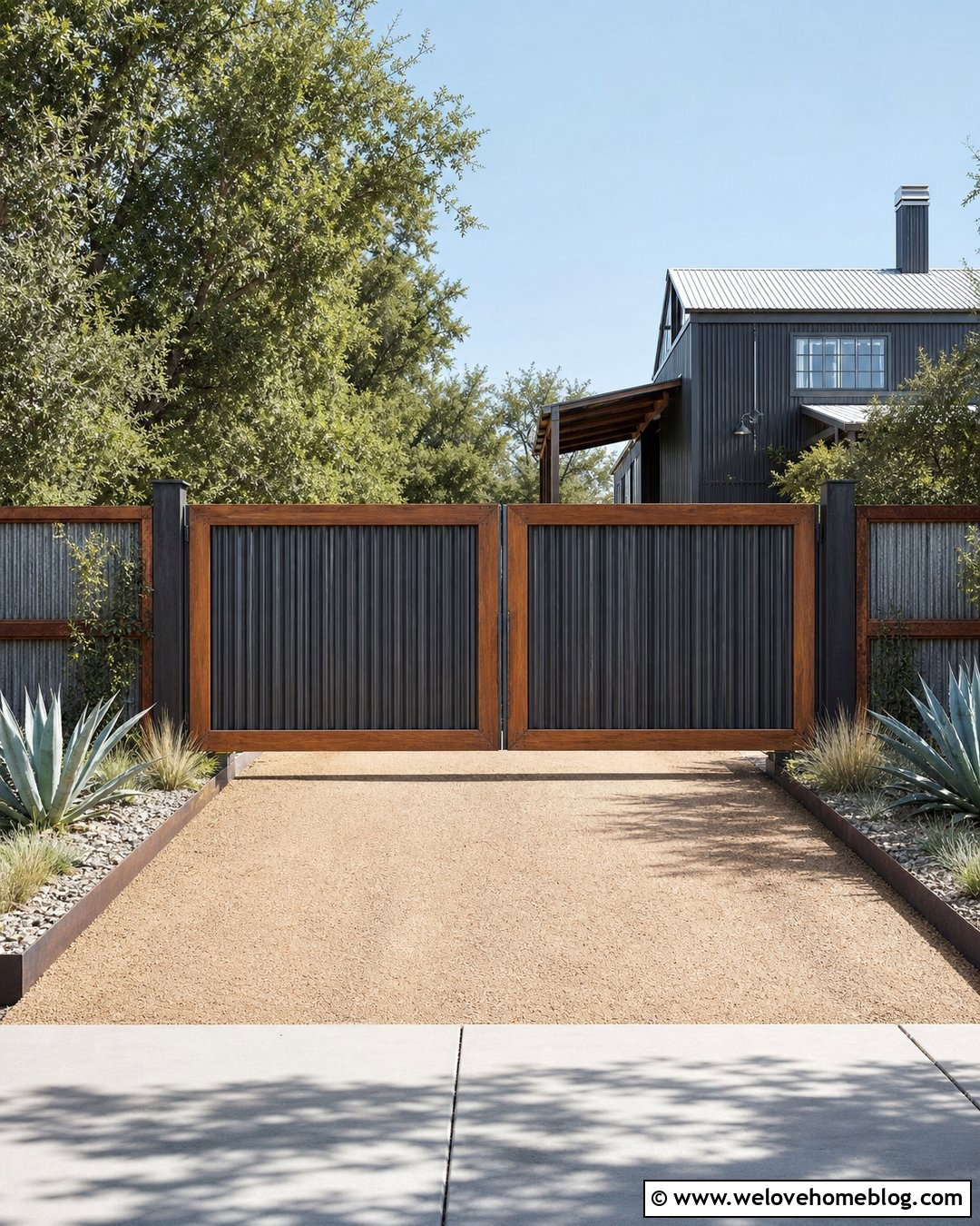 Corrugated Metal Driveway Gate - 20 Homemade Driveway Gate Ideas