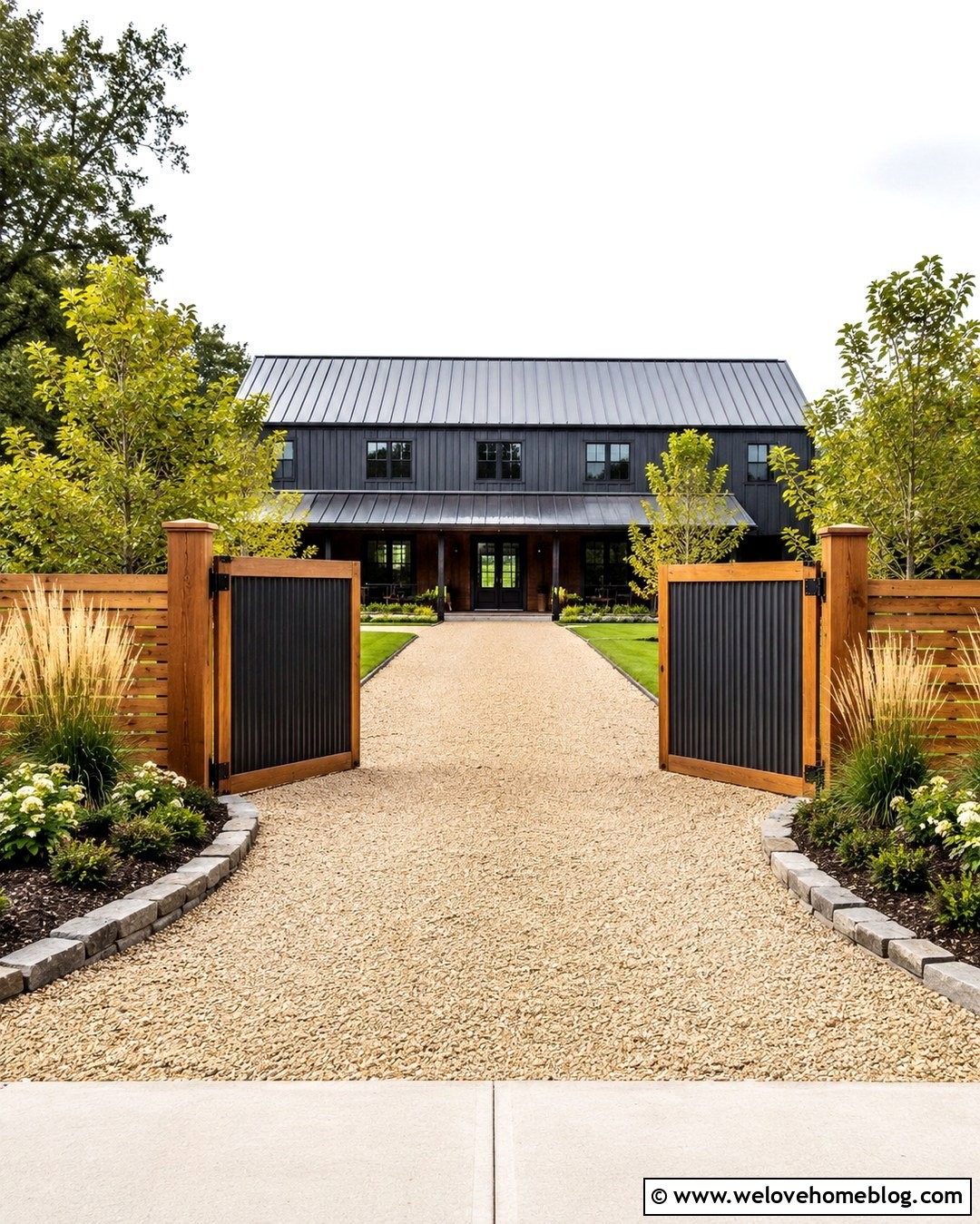 Corrugated Metal Gate And Wood Fence - 20 gates and fences driveway ideas