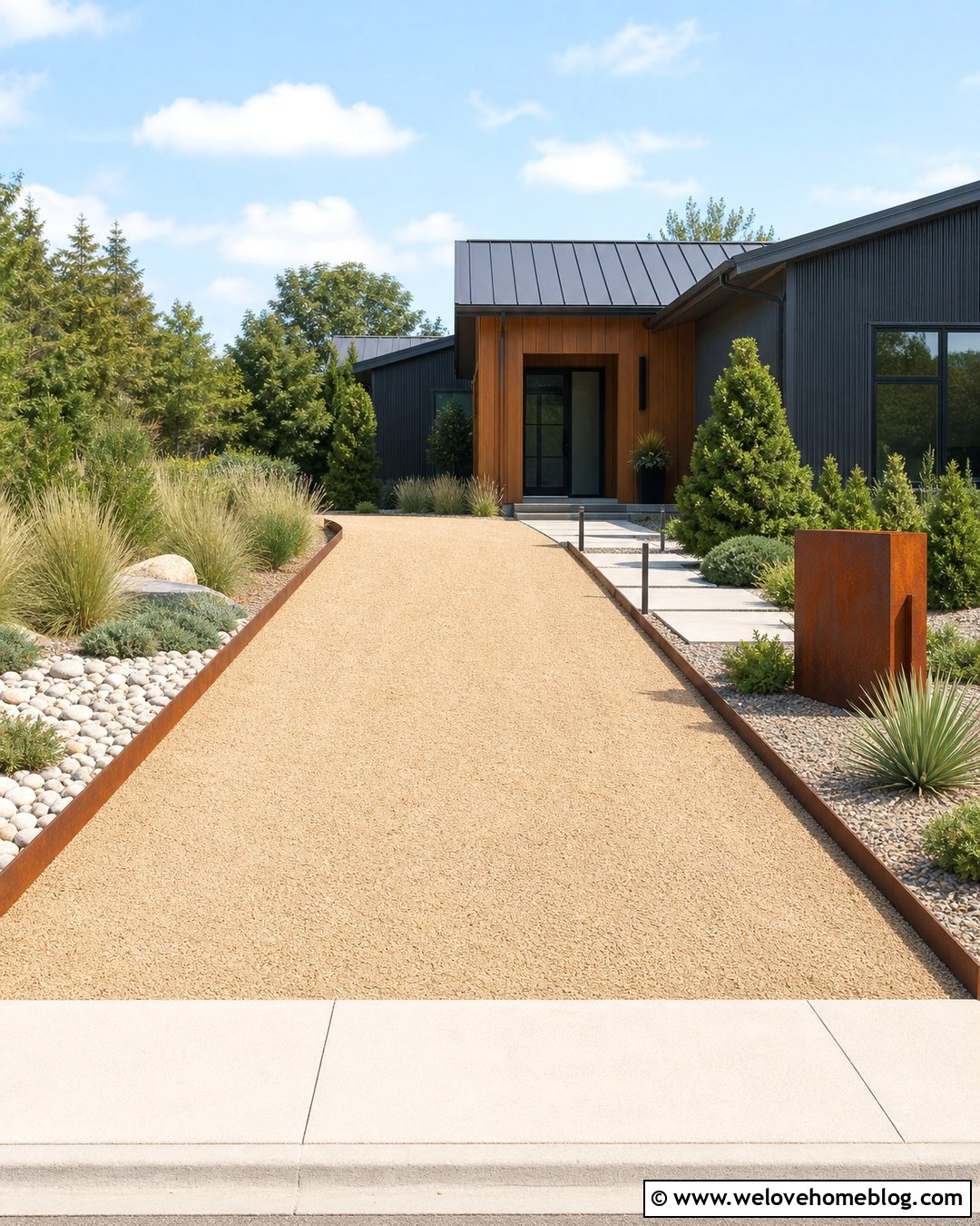 Corten Steel Driveway Edging - 35 driveway edging ideas