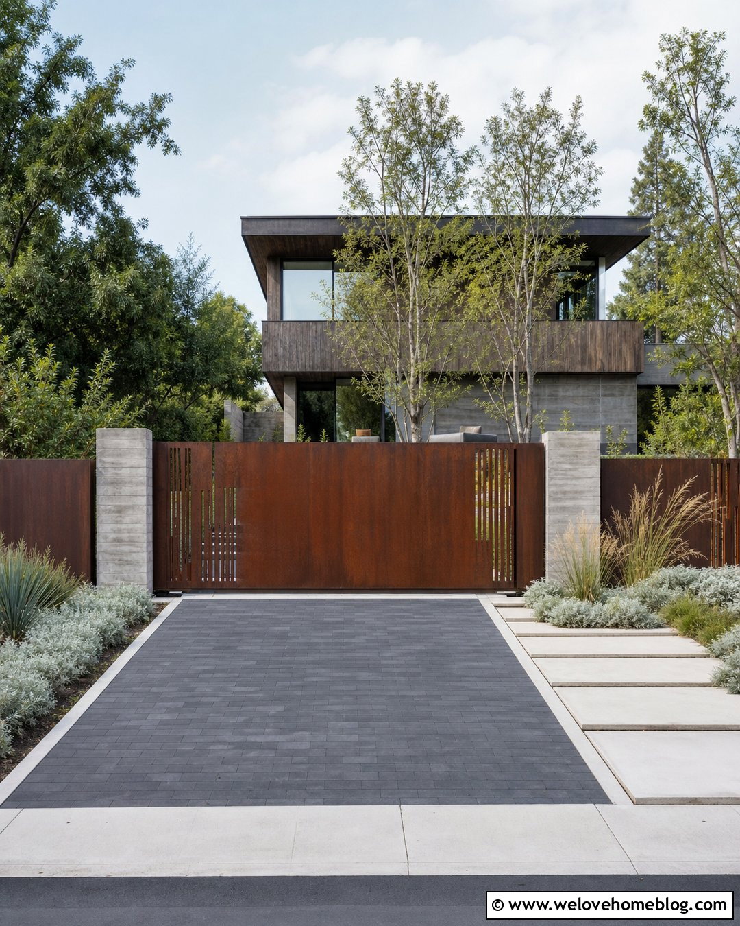 Corten Steel Driveway Gate - 40 unique driveway gates