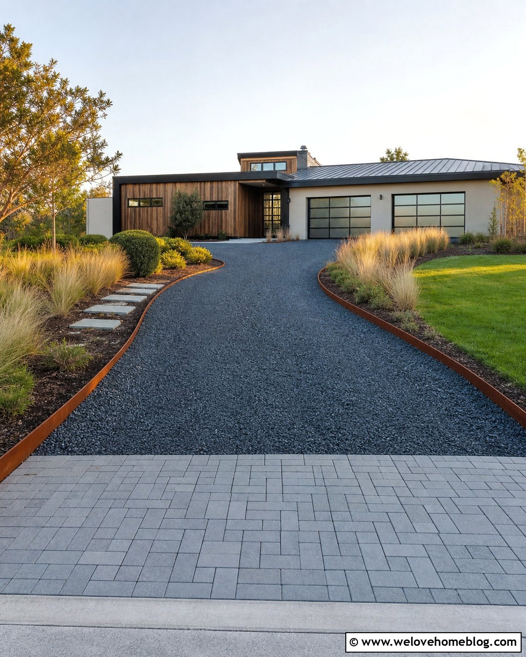 Corten Steel Gravel Driveway Edging - 25 Gravel Driveway Edging Ideas