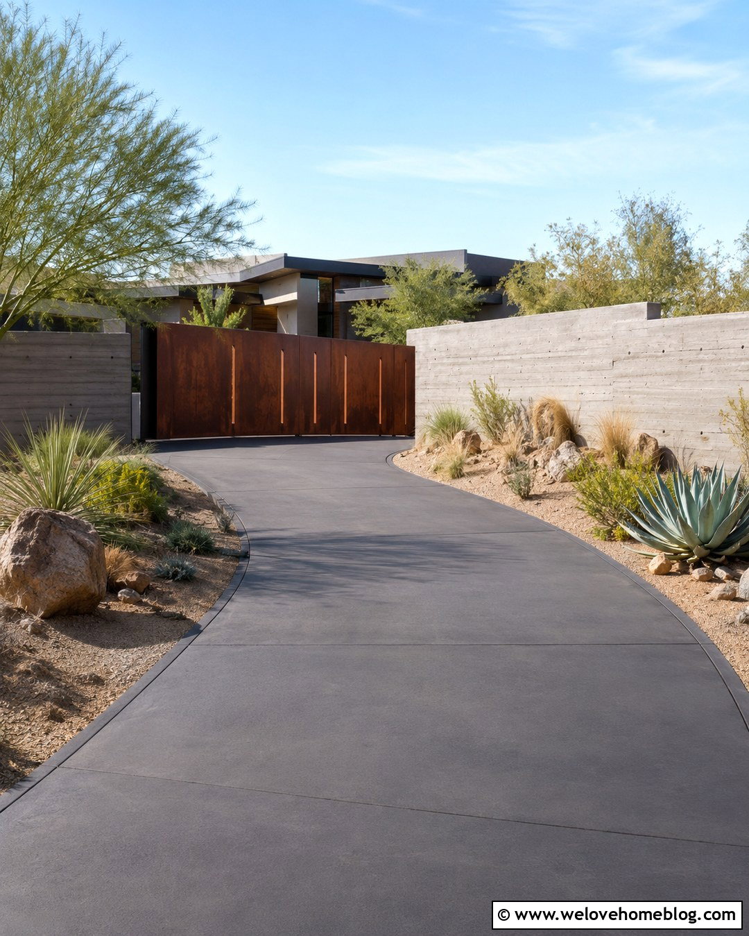 Corten Steel Sliding Gate - 20 driveway sliding gate ideas