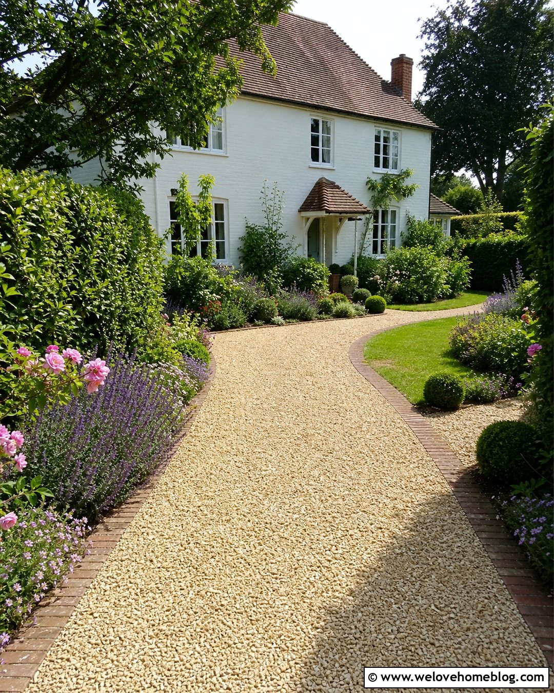 Cotswold Chippings Driveway With Cottage Garden Borders - 20 Cotswold Chippings Driveway Ideas