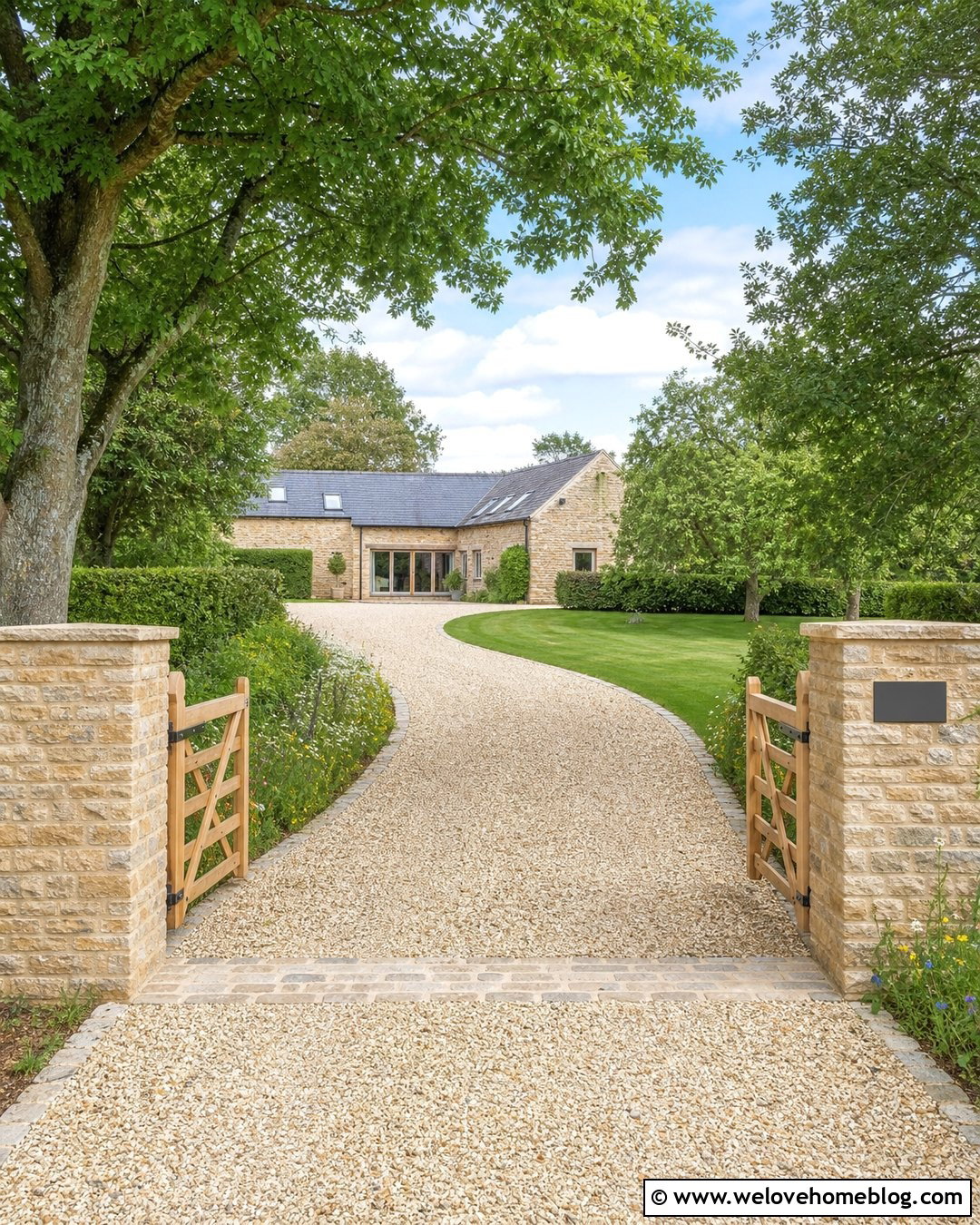 Cotswold Chippings Driveway With Farmhouse Gate - 20 Cotswold Chippings Driveway Ideas