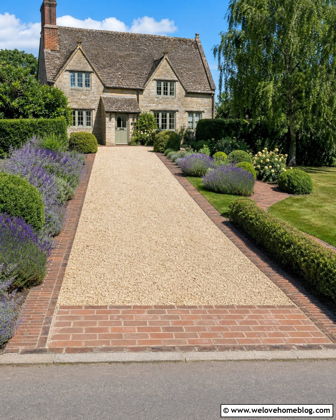 Cotswold Gravel Driveway With Brick Edging - 20 Cotswold Gravel Driveway Ideas