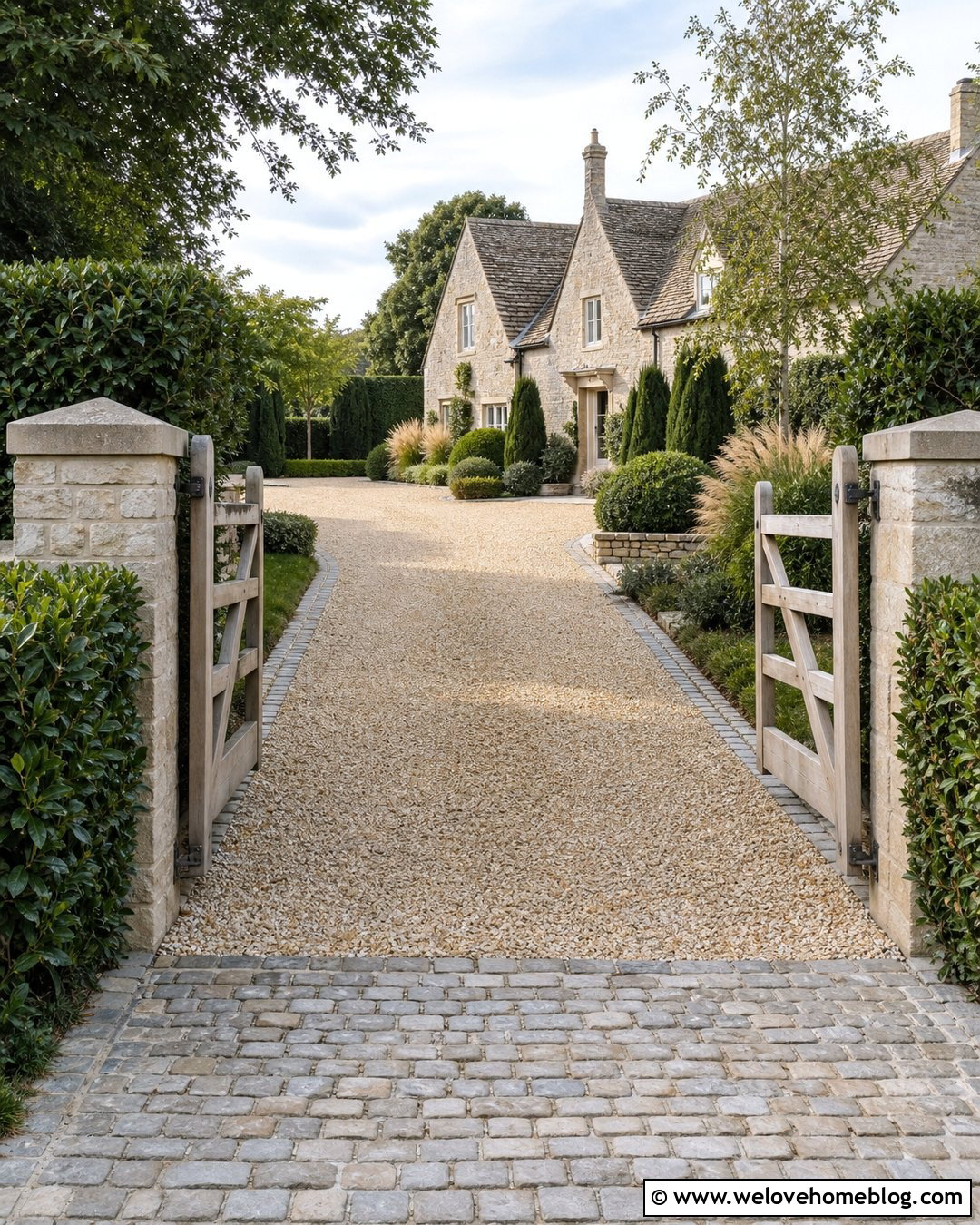Cotswold Gravel Driveway With Cobblestone Entrance - 20 Cotswold Gravel Driveway Ideas