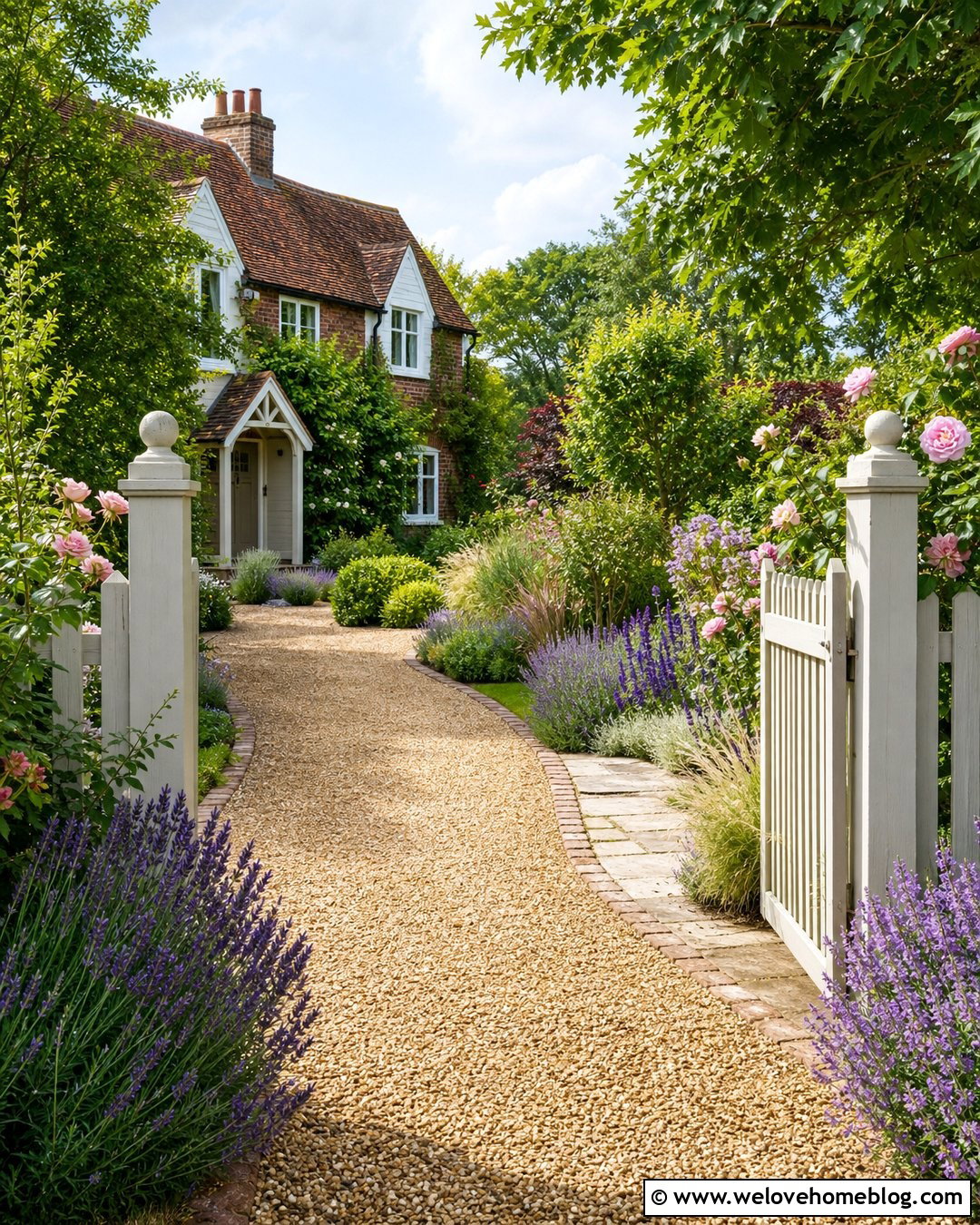 Cottage Acreage Driveway Entrance With Garden Borders - 30 Acreage Landscaping Driveway Entrance Ideas