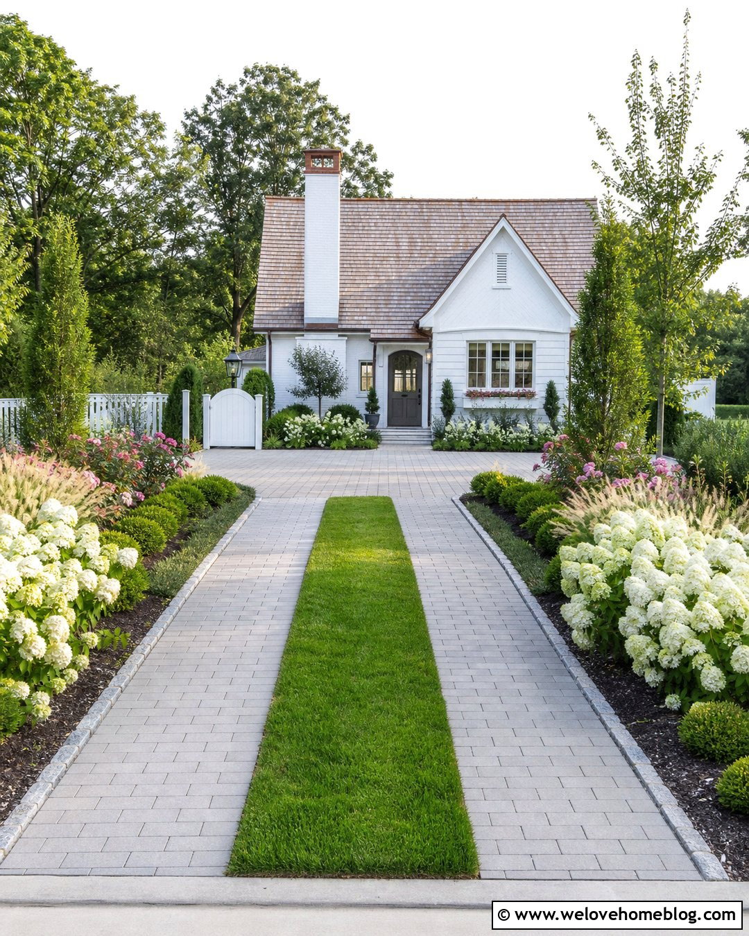 Cottage Driveway With Grass Center Strip - 35 Cottage Driveway Ideas