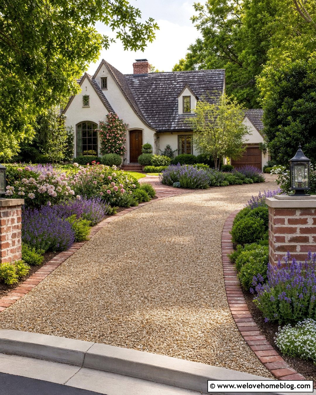Cottage Driveway With Gravel And Flower Borders - 35 home driveway ideas
