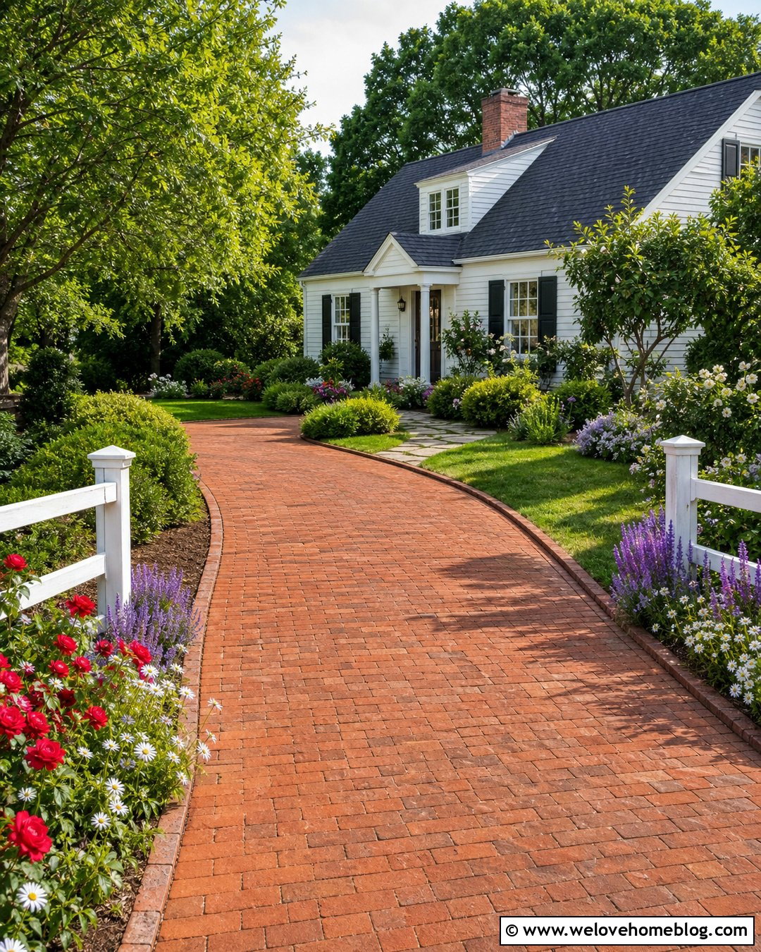 Cottage Driveway With White Split Rail Fence Corner - 20 Split Rail Fence Corner Driveway Ideas
