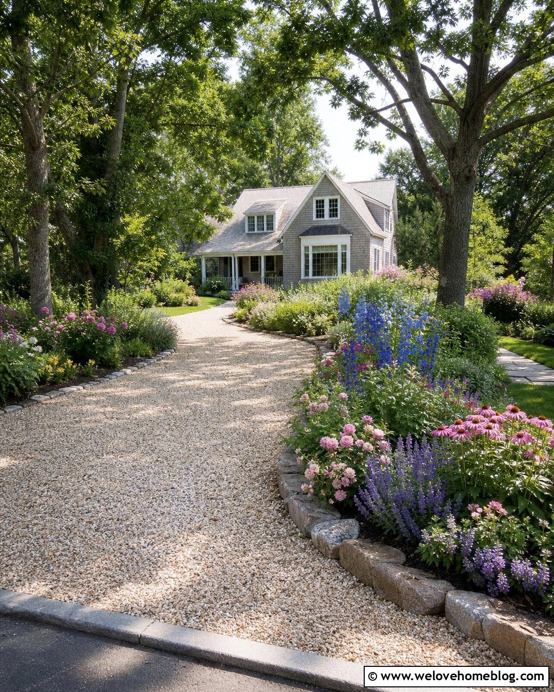 Cottage Flower Bed Along Gravel Driveway - 20 flower beds by driveway ideas