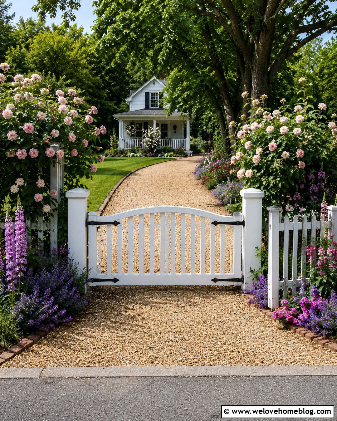 Cottage Garden Picket Fence Driveway Gate - 20 Picket Fence Driveway Gate Ideas