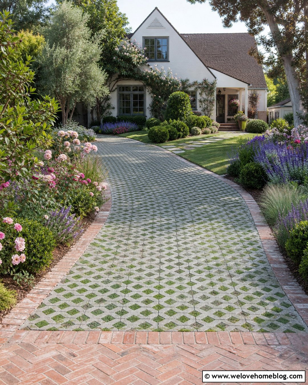 Cottage Grass Paver Driveway - 45 grass pavers driveway ideas