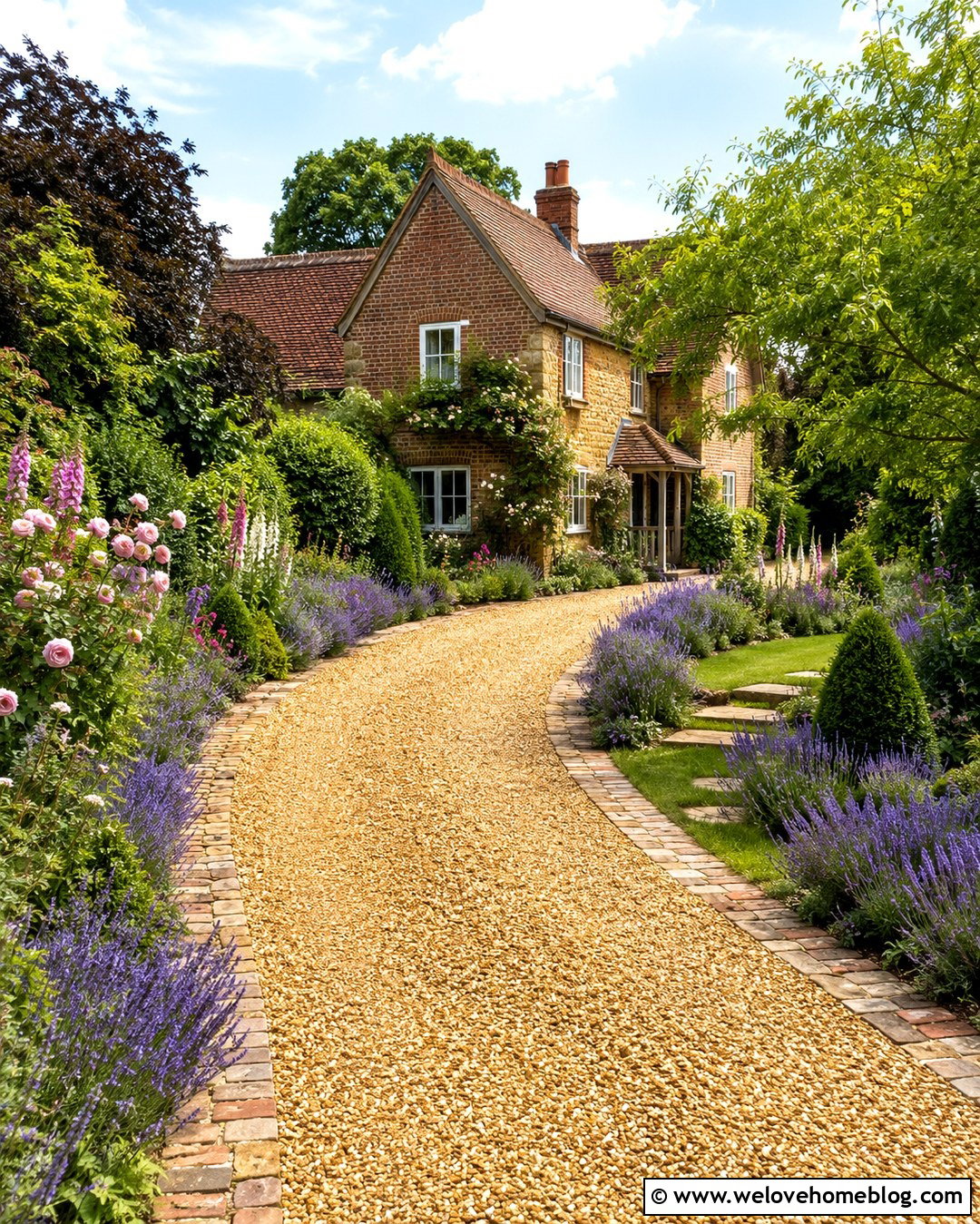 Cottage Gravel Driveway With Lavender Borders - 20 driveway front garden uk ideas