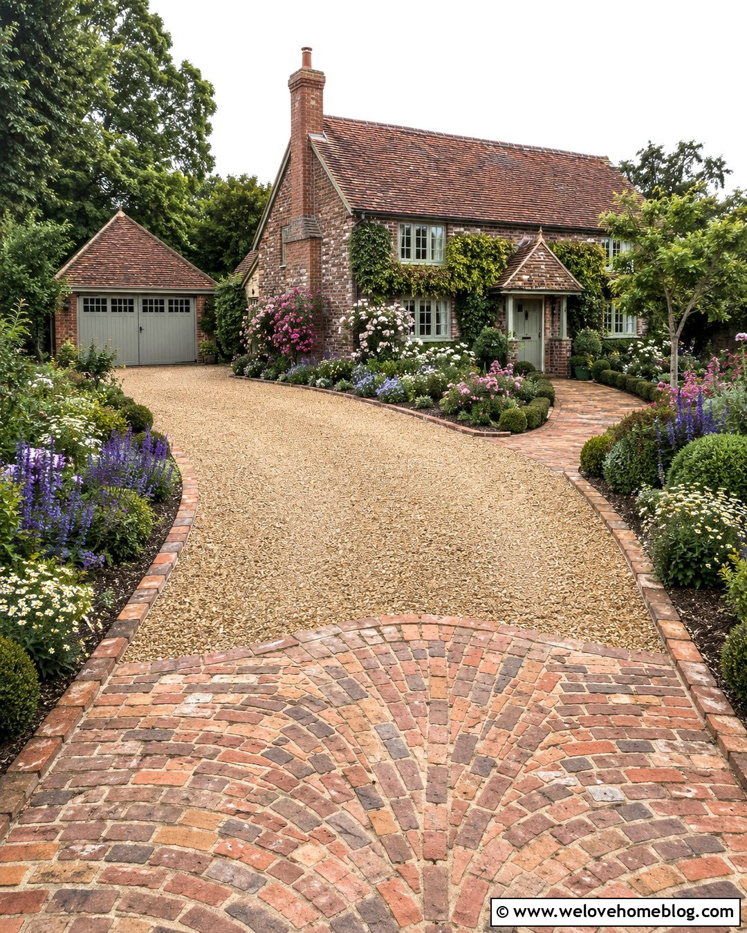 Cottage Gravel Driveway With Weathered Brick - 20 Brick And Gravel Driveway Ideas