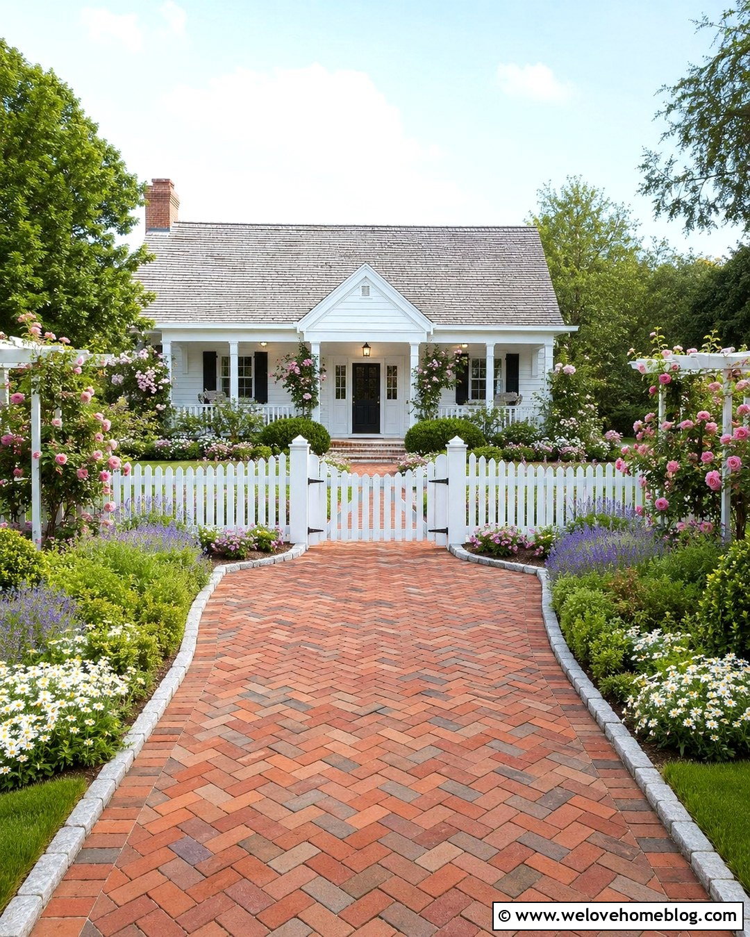 Country Cottage Driveway With A Picket Fence - 20 Country Cottage Driveway Ideas