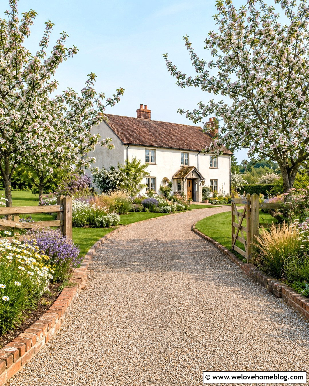 Country Cottage Driveway With An Apple Tree Entrance - 20 Country Cottage Driveway Ideas