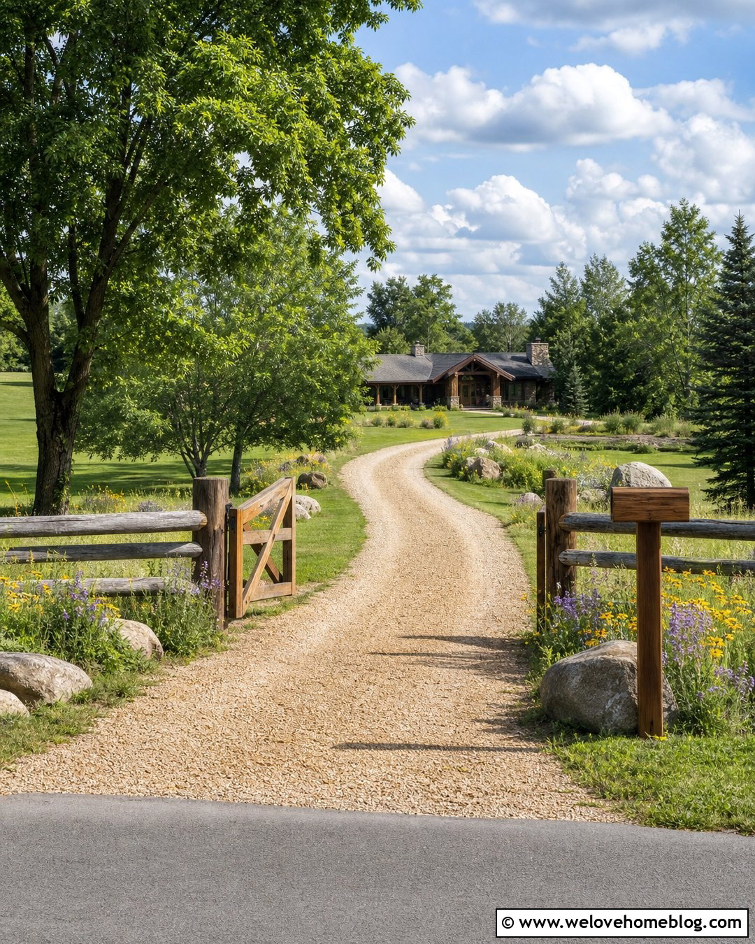 Country Driveway Entrance With Split Rail Fence - 40 driveway entrance ideas