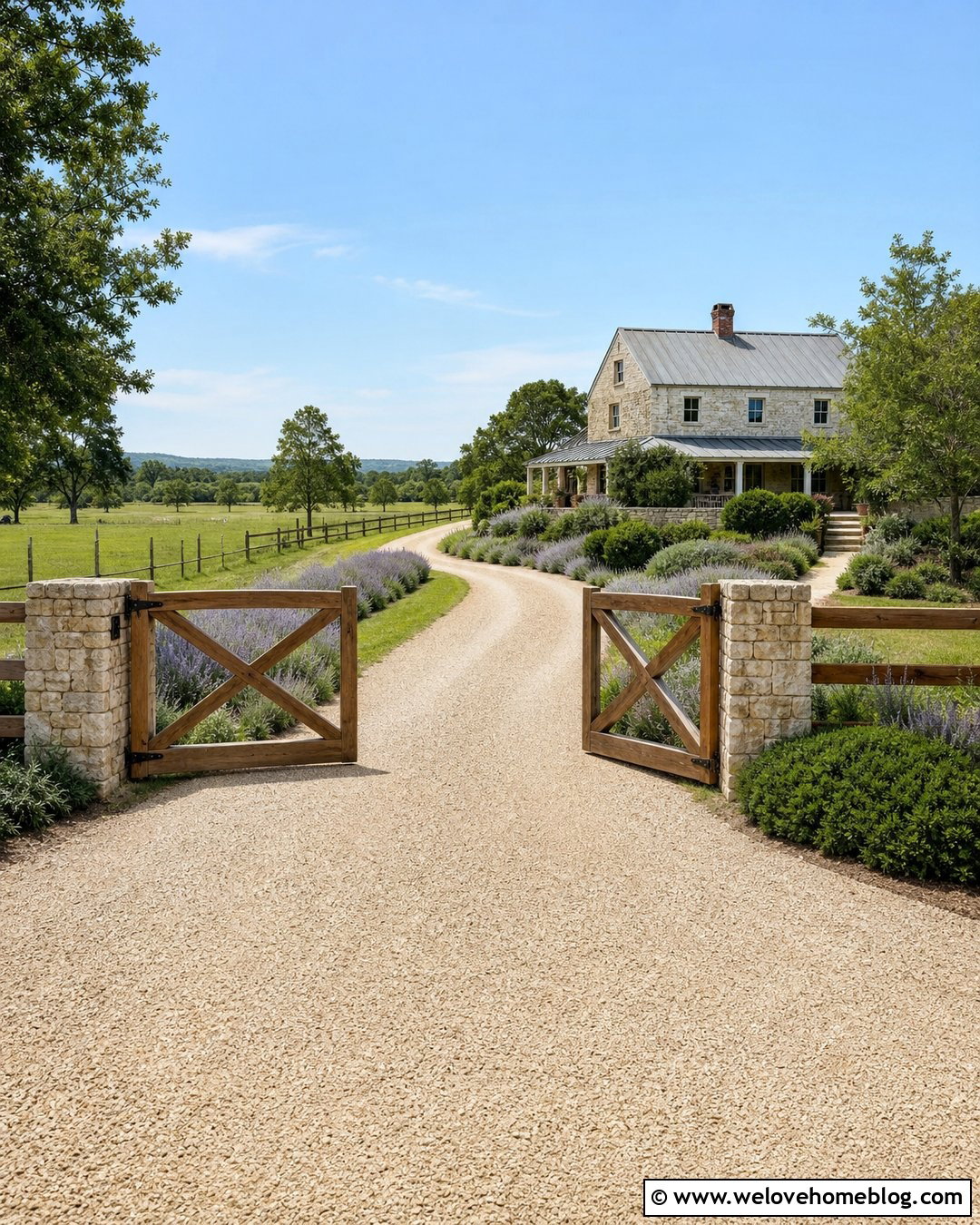 Country Driveway Entrance With Wooden Field Gate - 20 End Of Driveway Entrance Country Ideas